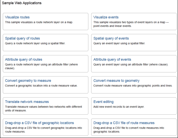 Roads and Highways sample web applications